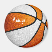 オレンジ色の白チームカラーズバスケットボール マグネット (正面)