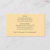 オレンジ色の白バスドライバイエロースクールバス 名刺 (裏面)