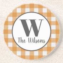 オレンジ色の白バッファロープレイドモノグラム