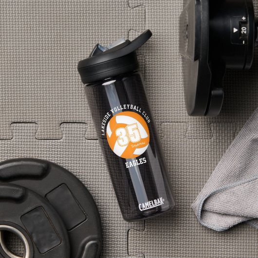 オレンジ色の白バレーボールチームの色アスリート名 ウォーターボトル (ジム)