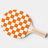 オレンジ色の白市松模様にいチェックパターン 卓球ラケット (横)