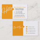 オレンジ色の白引用文ソーシャルメディアの名刺 名刺 (正面/裏面)