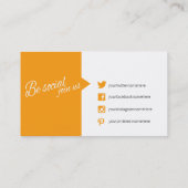 オレンジ色の白引用文ソーシャルメディアの名刺 名刺 (裏面)