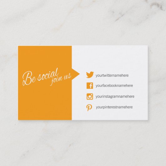 オレンジ色の白引用文ソーシャルメディアの名刺 名刺 (裏面)