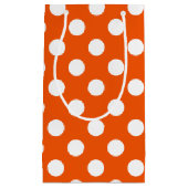 オレンジ色の白水玉模様 スモールペーパーバッグ (正面)