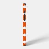 オレンジ色の白水玉模様 iPhoneケース (左側面)