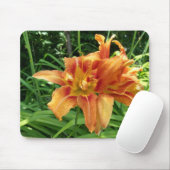オレンジ色の白花（横） マウスパッド (マウス)