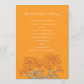 オレンジ色の白菊の結婚式プログラム プログラム (裏面)