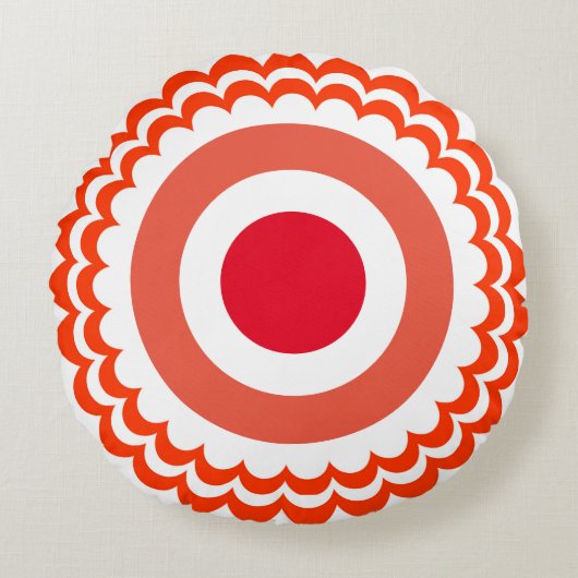 オレンジ色の白 ラウンドクッション (正面)