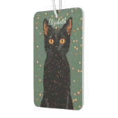 オレンジ色の目とグリッターで神秘的な黒猫 カーエアーフレッシュナー (左)
