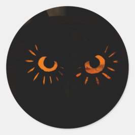 オレンジ色の目のハロウィンステッカー ラウンドシール