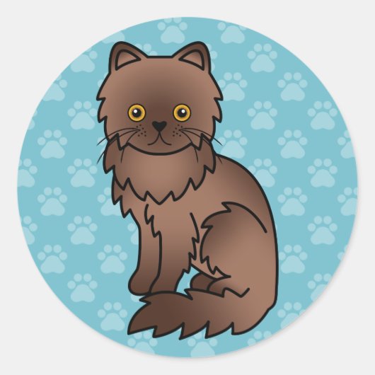 オレンジ色の目のペルシャ猫チョコレート ラウンドシール (正面)