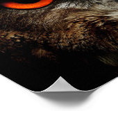 オレンジ色の目を持つ上に閉じたフクロウ ポスター (角)