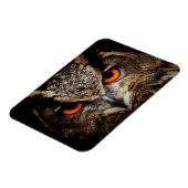 オレンジ色の目を持つ上に閉じたフクロウ マグネット (左側)