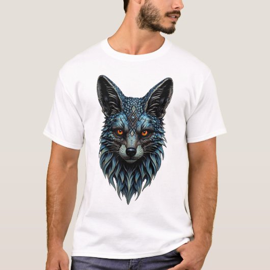 オレンジ色の目クール、毛皮：目まいがするキツネ。 Tシャツ (正面)
