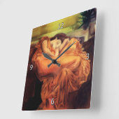 オレンジ色の眠る女性 – Flaming June スクエア壁時計 (傾斜)