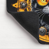 オレンジ色の眼鏡をかけた黒いスチームパンク猫 マウスパッド (コーナー)