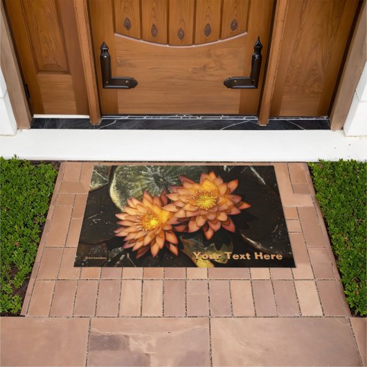 オレンジ色の睡蓮 ドアマット (室外)