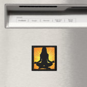 オレンジ色の瞑想ヨガの女めい想性の磁石 マグネット (インサイチュ (食洗機))