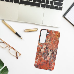 オレンジ色の石柄ジャスパー SAMSUNG GALAXY S22ケース