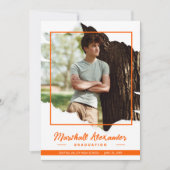 オレンジ色の神経質な抽象芸術引き裂かれた写真卒業 招待状 (正面)