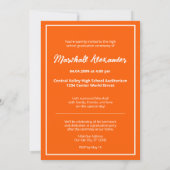 オレンジ色の神経質な抽象芸術引き裂かれた写真卒業 招待状 (裏面)