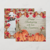 オレンジ色の秋のカボチャと紅葉 (正面/裏面)