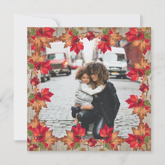 オレンジ色の秋のカボチャと紅葉 (裏面)