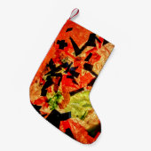 オレンジ色の秋のクリスマスストッキング、オレンジ色の抽象芸術 スモールクリスマスストッキング (正面 (吊り時))