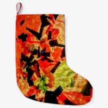 オレンジ色の秋のクリスマスストッキング、オレンジ色の抽象芸術