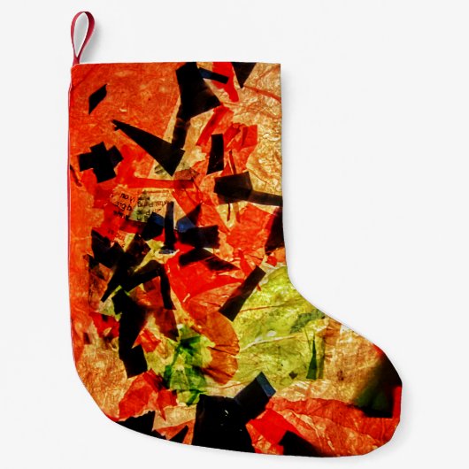 オレンジ色の秋のクリスマスストッキング、オレンジ色の抽象芸術 スモールクリスマスストッキング (正面)
