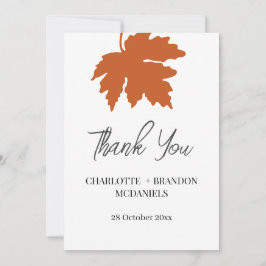 オレンジ色の秋のマップルリーフウェディング感謝祭 サンキューカード