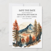 オレンジ色の秋の山のウェディングフォト Save Date セーブザデート (正面)