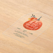 オレンジ色の秋の感謝祭の水彩画かぼちゃ アクリル招待状 (レイダウン)