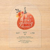 オレンジ色の秋の感謝祭の水彩画かぼちゃ アクリル招待状 (正面)