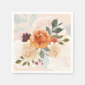 オレンジ色の秋の水彩花 スタンダードカクテルナプキン (正面)