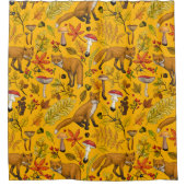 オレンジ色の秋の狐 シャワーカーテン (正面)