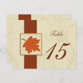 オレンジ色の秋の結婚式テーブル番号はがき ポストカード (正面/裏面)