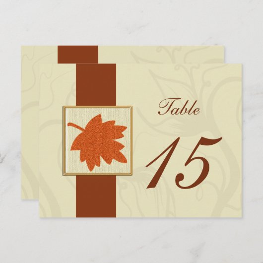 オレンジ色の秋の結婚式テーブル番号はがき ポストカード (正面/裏面)