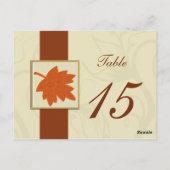 オレンジ色の秋の結婚式テーブル番号はがき ポストカード (裏面)