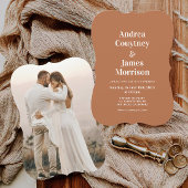 オレンジ色の秋の結婚式 招待状