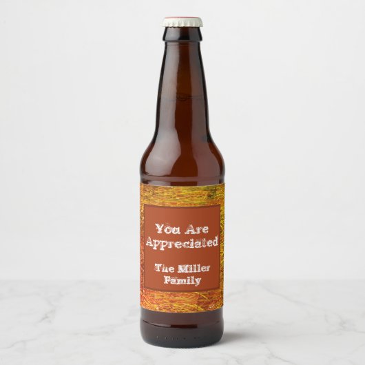 オレンジ色の秋の色彩鑑賞に感謝 ビールラベル (正面)