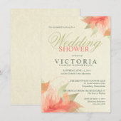 オレンジ色の秋の花のウェディングシャワー招待状 招待状 (正面/裏面)
