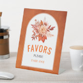 オレンジ色の秋の花、葉結婚式の引き出物 台座サイン (インサイチュ)