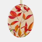オレンジ色の秋の落ち葉 オリジナル水彩画アート セラミックオーナメント (右)