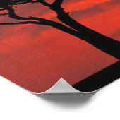 オレンジ色の空を持つゾウのシルエットシーン ポスター (角)