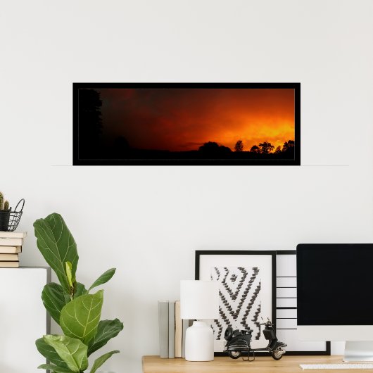 オレンジ色の空 ポスター (ホームオフィス)