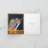 オレンジ色の紅葉が茶色の結婚式の感謝カードに サンキューカード (内部)