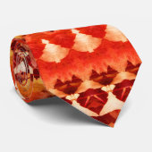 オレンジ色の紅葉ジオメトストライプのリ ネクタイ (ロール)