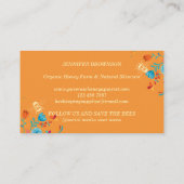 オレンジ色の素朴なスタイルの養蜂場 名刺 (裏面)